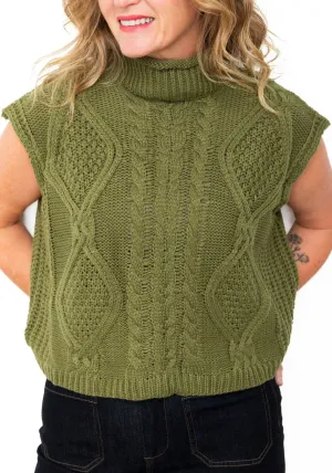 Sleeveless Mock Neck Sweater Top - Olive