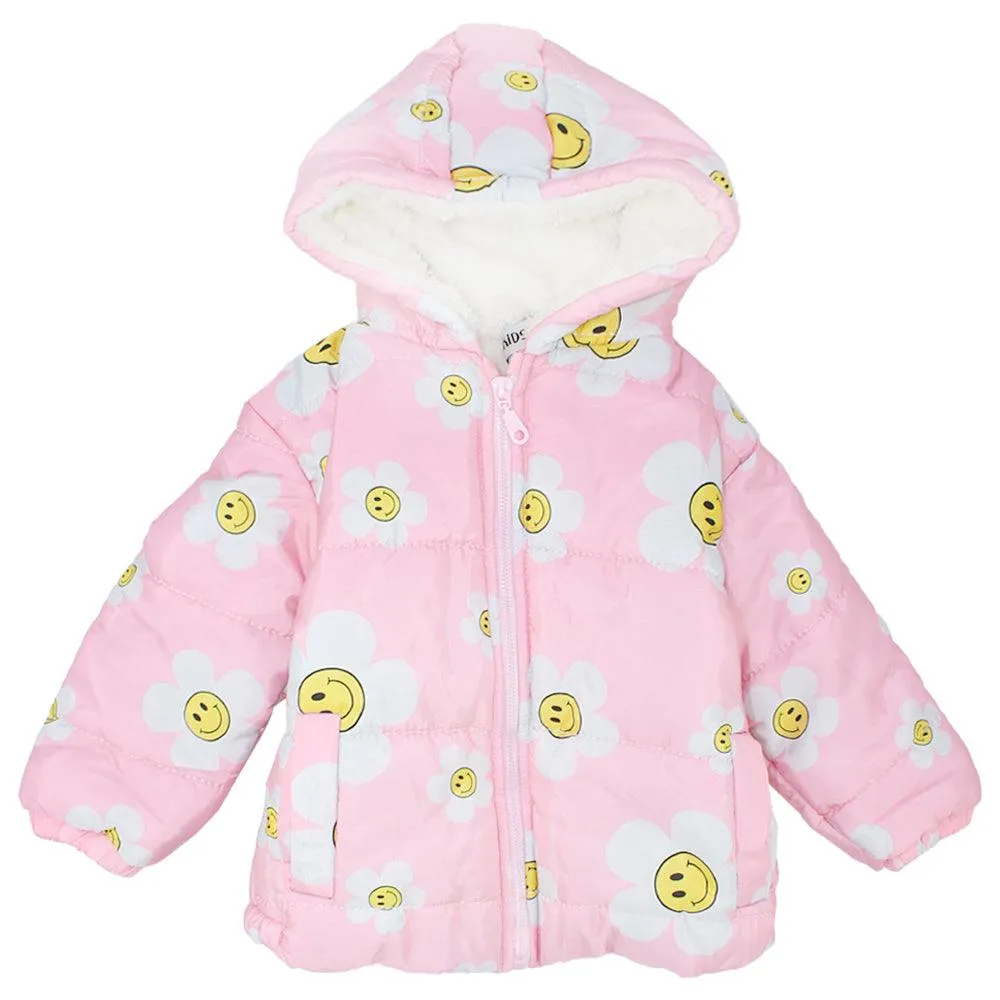 Smiley Flower Long-Sleeved Waterproof Hooded Jacket