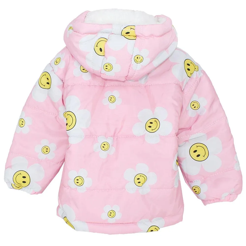 Smiley Flower Long-Sleeved Waterproof Hooded Jacket