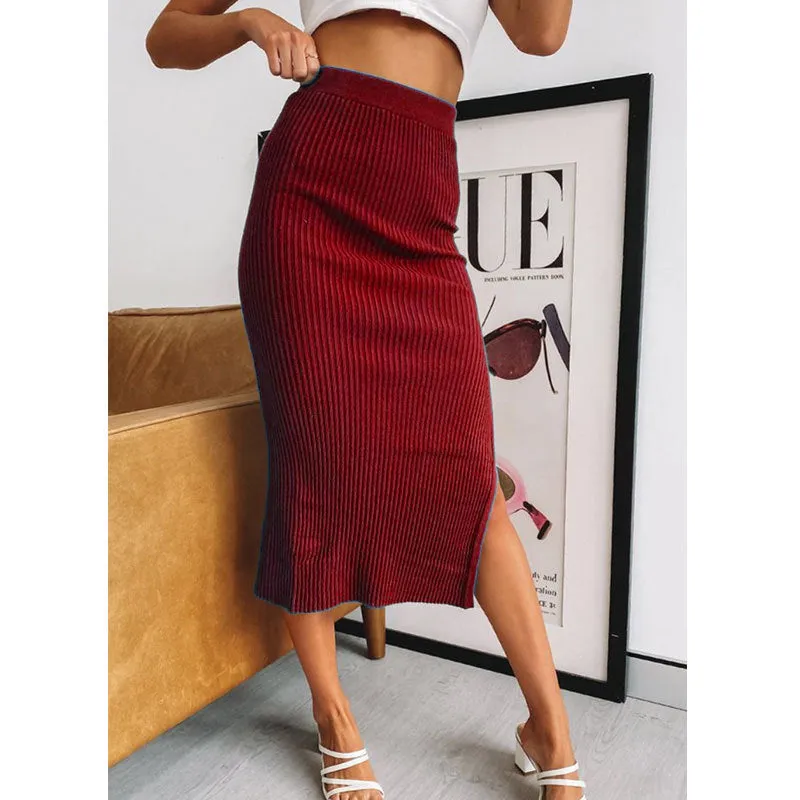 Temperament High Waist Irregular Slit Skirt