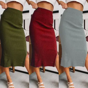 Temperament High Waist Irregular Slit Skirt