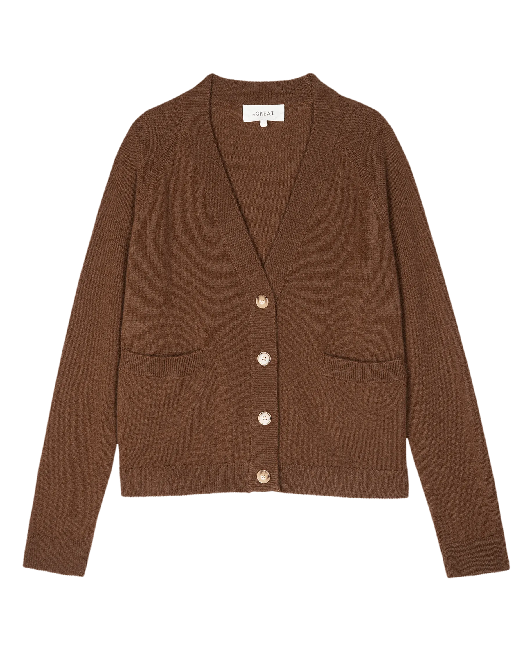 The Cashmere Varsity Cardigan. -- Santal