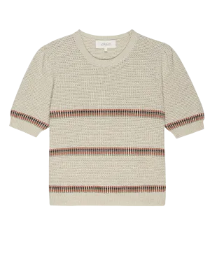 The Puff Sleeve Pullover. -- Cream Ribbon Stripe