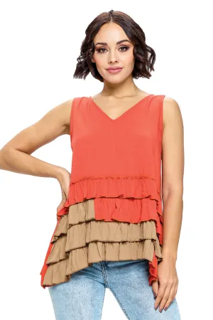 Top Tiered Ruffled Colorblock