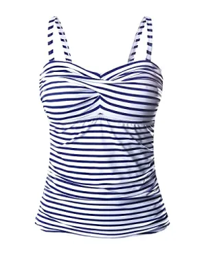 Twist Front Bandeau Tankini Top Women's Tummy Control Bathing Suit Top