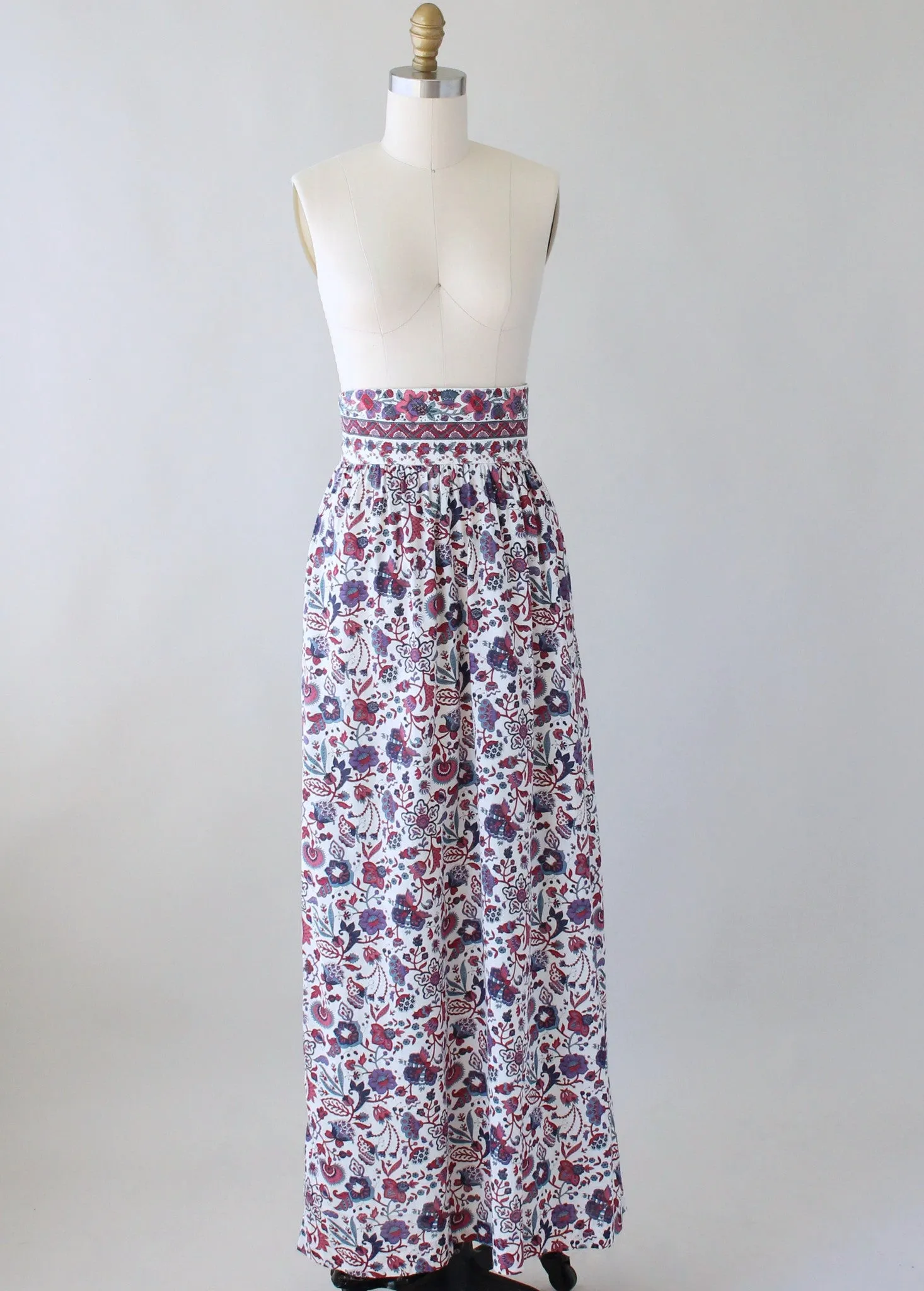 Vintage 1970s Indian Cotton Floral Maxi Skirt