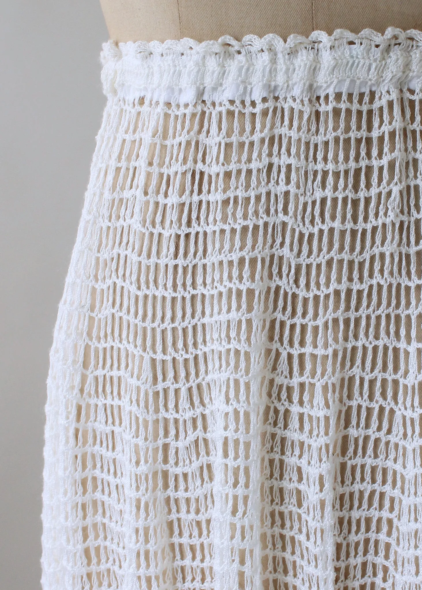 Vintage 1970s White Crochet Knit Skirt