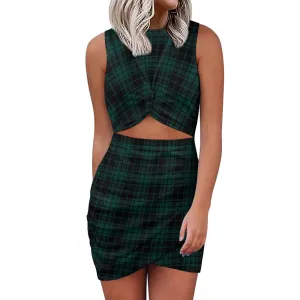 Wintergreen PLaid Navel-Bearing Cross-Fit Hip Skirt Slim wrap hip skirt