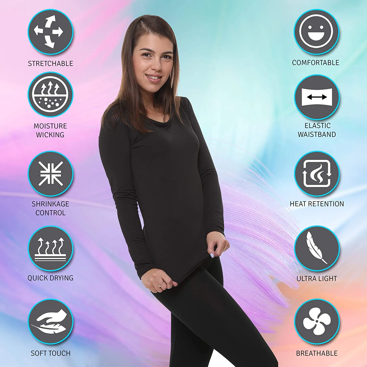 Women Thermal Underwear Base Layer Leggings with Soft Fleece; Ladies Lightweight Long Johns