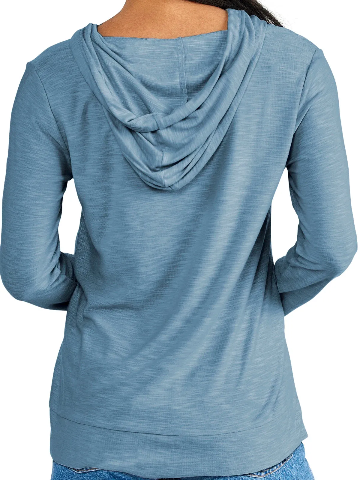 Women's Bamboo Slub Hoodie - Pacific Blue